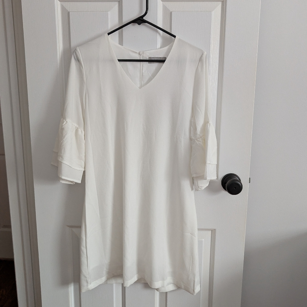 NWT Belongsci Women's White Bell Sleeve Dress Small